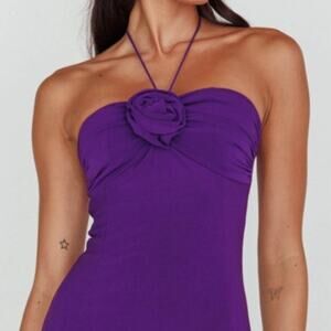 Angel Biba Purple Flower Ibiza Sunset Bust Flower Midi Dress Large Y2K Style